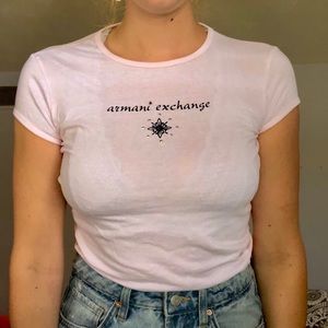 Armani Exchange light pink tee